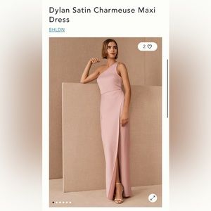 NWT BHLDN Dylan Silk Charmeuse One Shoulder Maxi Bridesmaid Evening Dress Gown